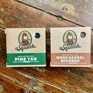 2 Bars Dr. Squatch Natural Soap Pine Tar & Wood Barrel Bourbon NEW NIB